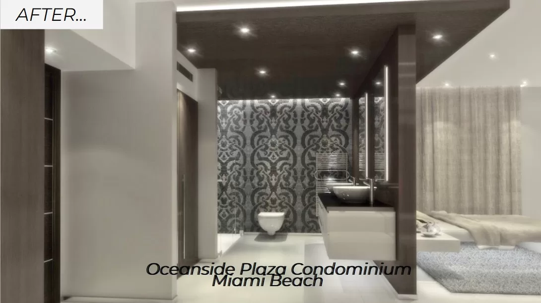Luxury condo bathroom remodeling after before comparisons.